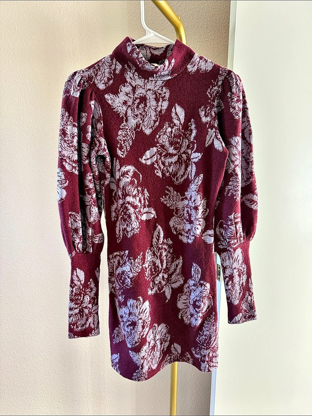 Free People Floral Wool Blend Sweater Dress Size XS